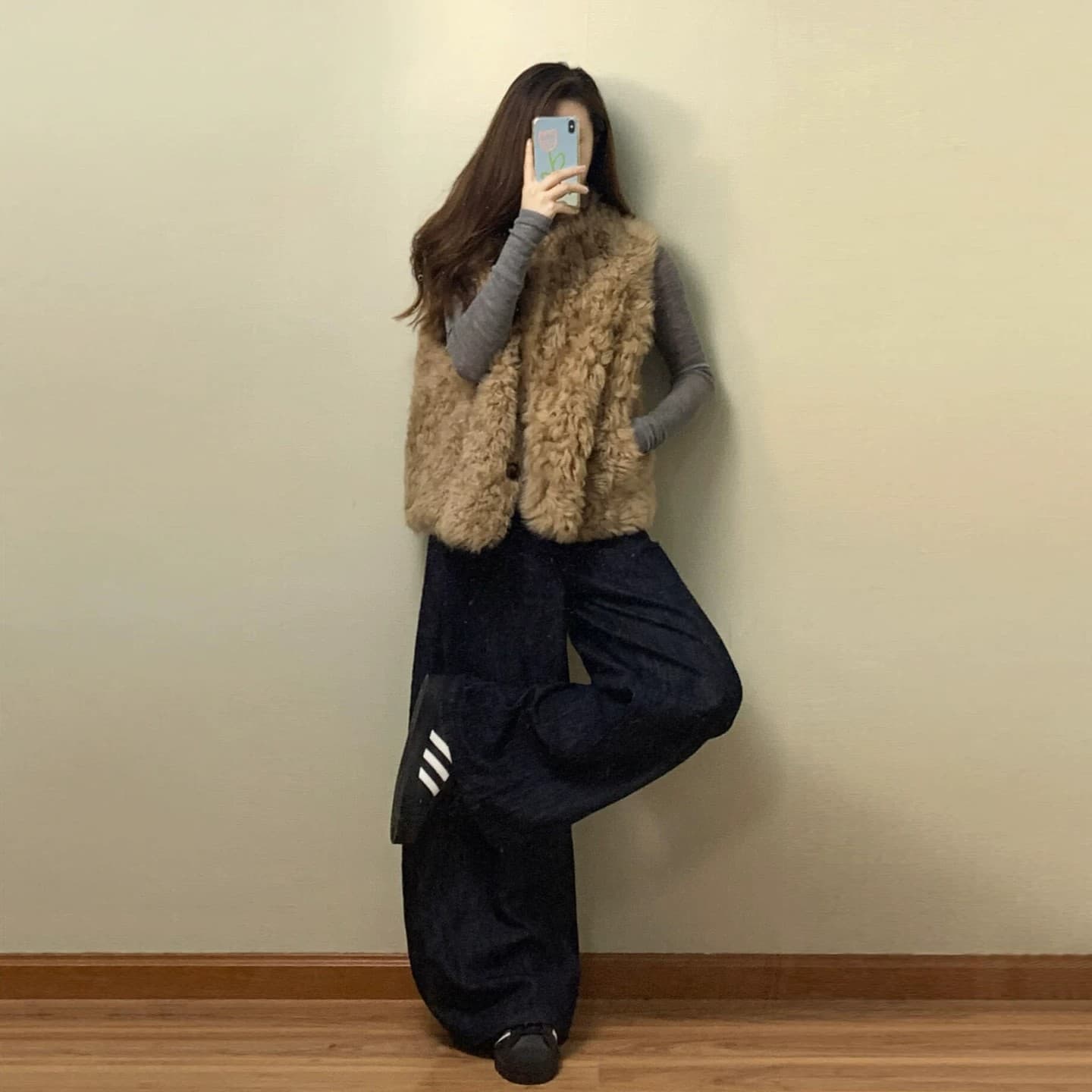 한 부서 양털 조끼 여자 2026 가을 겨울 새로운 외부 가져 가라. 고유 한 슈퍼 잘 생긴 작은 키 쇼트 스타일 민소매 맨위 상세 이미지 4