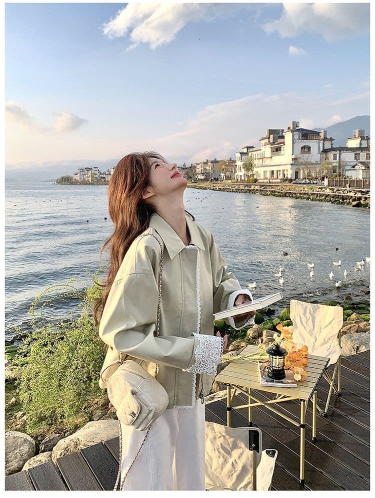 2026 레이스 조각 짧은 여성 코트 작은 키 봄 새로운 캐주얼 다용도 재킷 맨위 상세 이미지 13