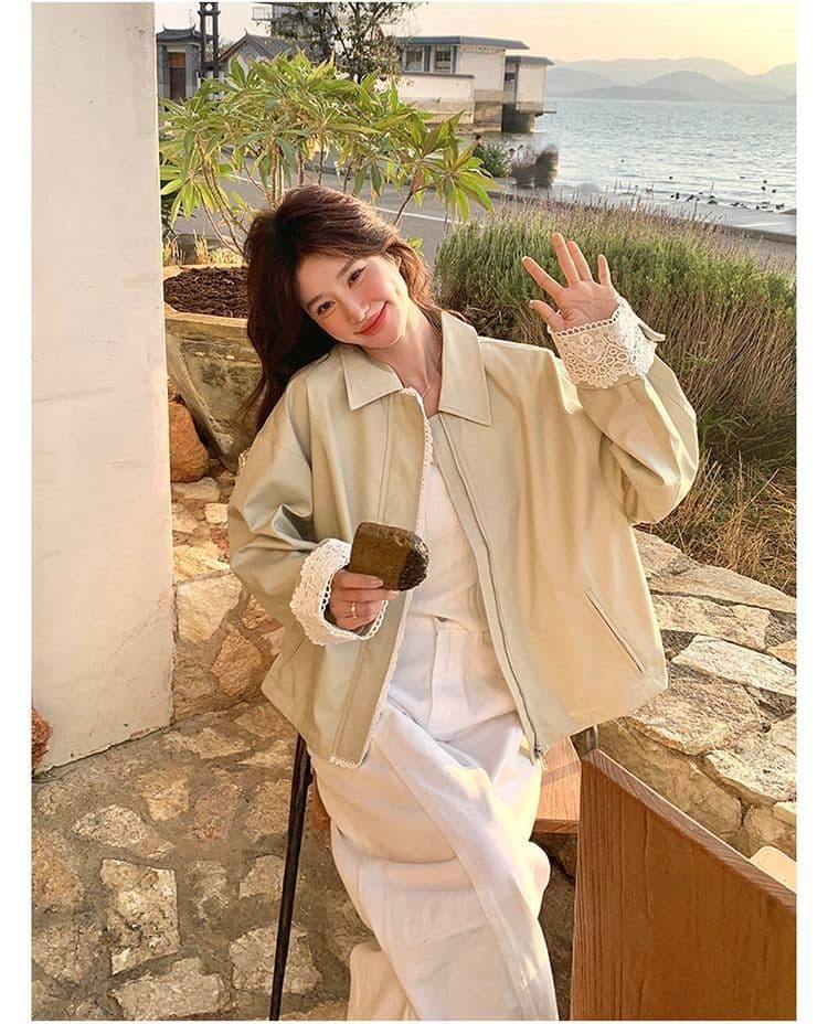 2026 레이스 조각 짧은 여성 코트 작은 키 봄 새로운 캐주얼 다용도 재킷 맨위 상세 이미지 14