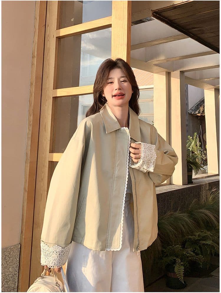 2026 레이스 조각 짧은 여성 코트 작은 키 봄 새로운 캐주얼 다용도 재킷 맨위 상세 이미지 18