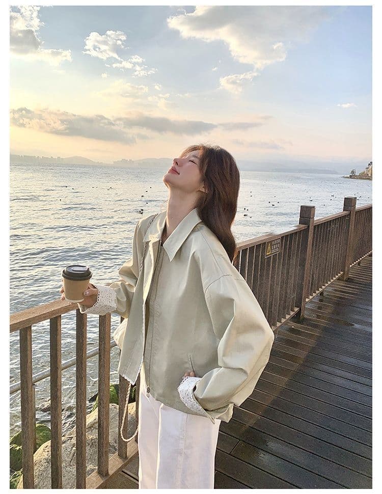 2026 레이스 조각 짧은 여성 코트 작은 키 봄 새로운 캐주얼 다용도 재킷 맨위 상세 이미지 19