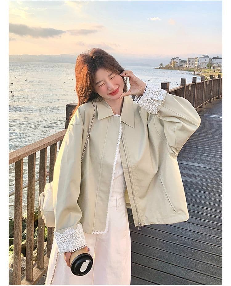 2026 레이스 조각 짧은 여성 코트 작은 키 봄 새로운 캐주얼 다용도 재킷 맨위 상세 이미지 20