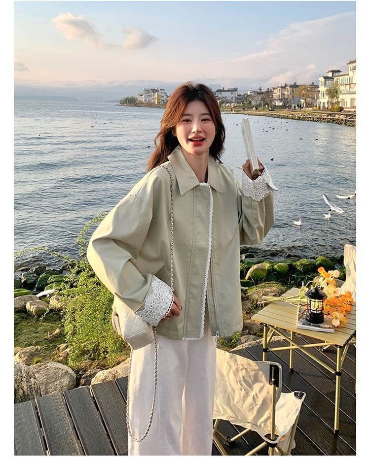 2026 레이스 조각 짧은 여성 코트 작은 키 봄 새로운 캐주얼 다용도 재킷 맨위 상세 이미지 21