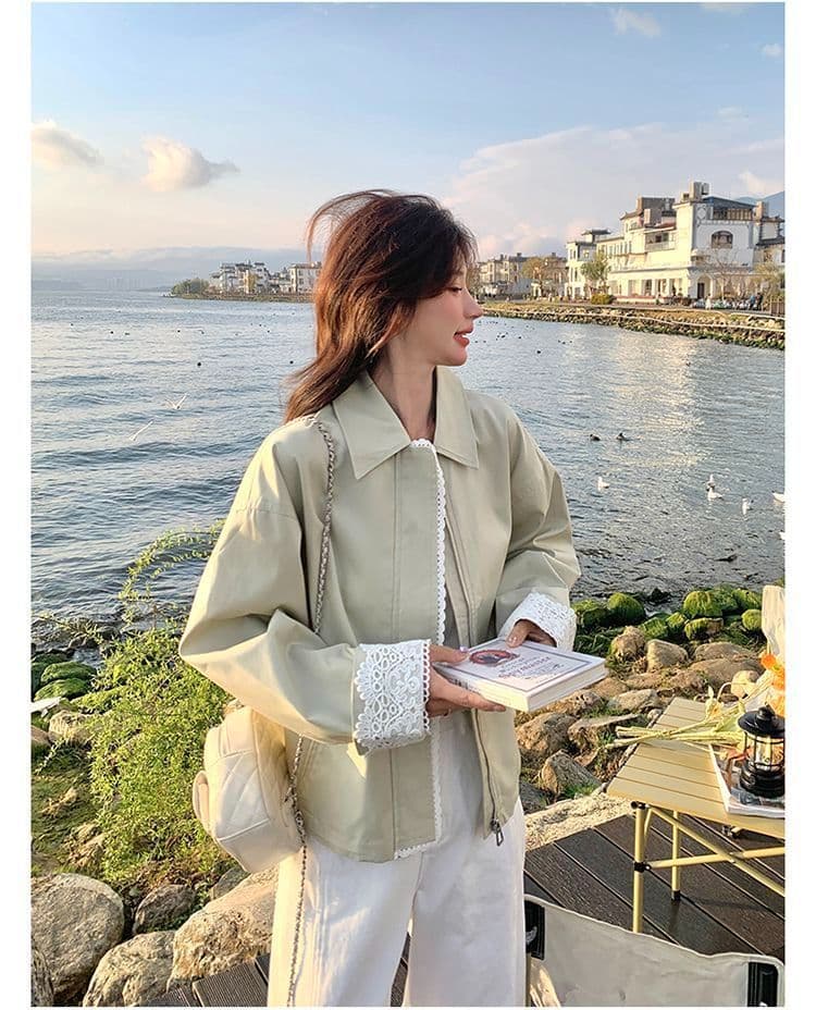 2026 레이스 조각 짧은 여성 코트 작은 키 봄 새로운 캐주얼 다용도 재킷 맨위 상세 이미지 26