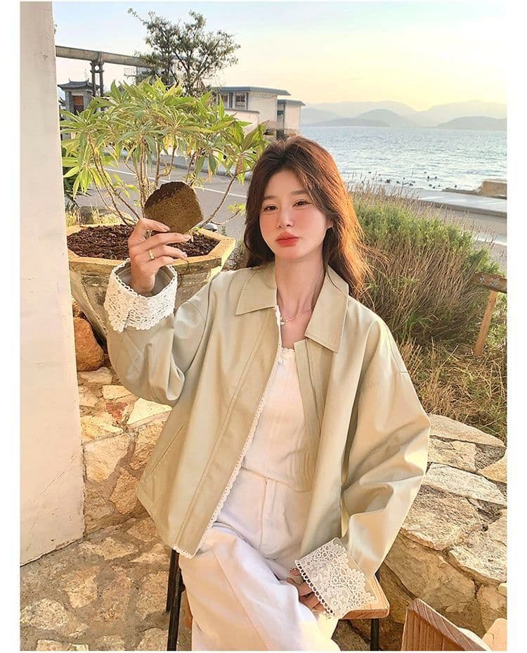 2026 레이스 조각 짧은 여성 코트 작은 키 봄 새로운 캐주얼 다용도 재킷 맨위 상세 이미지 27