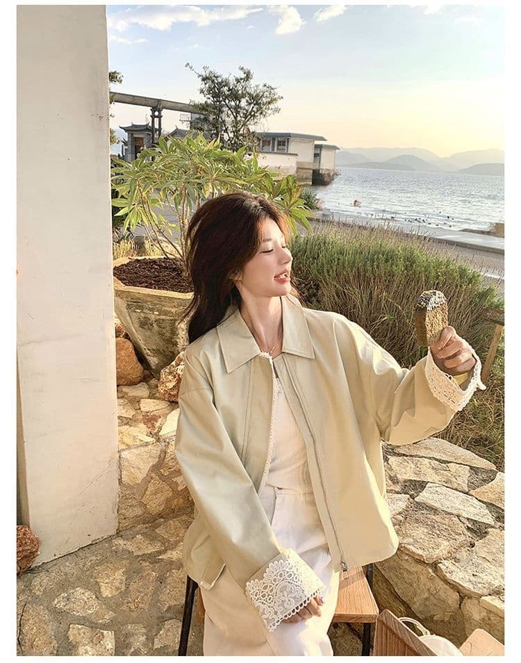2026 레이스 조각 짧은 여성 코트 작은 키 봄 새로운 캐주얼 다용도 재킷 맨위 상세 이미지 28
