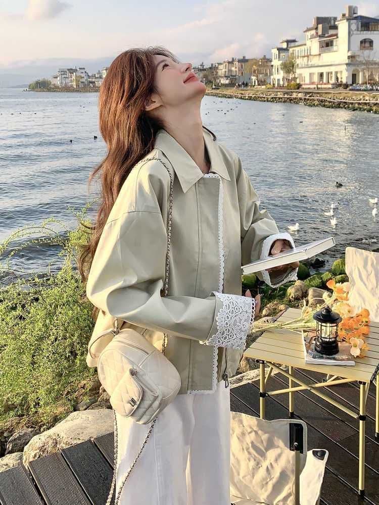 2026 레이스 조각 짧은 여성 코트 작은 키 봄 새로운 캐주얼 다용도 재킷 맨위 상세 이미지 31
