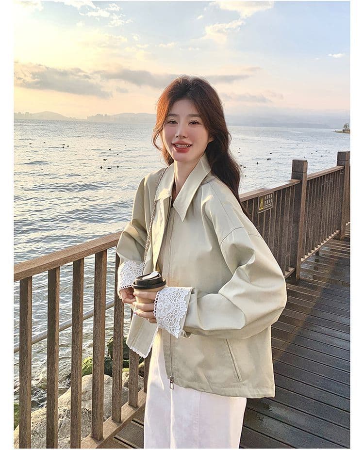2026 레이스 조각 짧은 여성 코트 작은 키 봄 새로운 캐주얼 다용도 재킷 맨위 상세 이미지 39