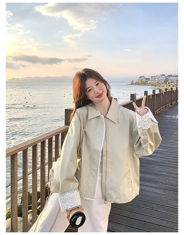2026 레이스 조각 짧은 여성 코트 작은 키 봄 새로운 캐주얼 다용도 재킷 맨위 상세 이미지 40