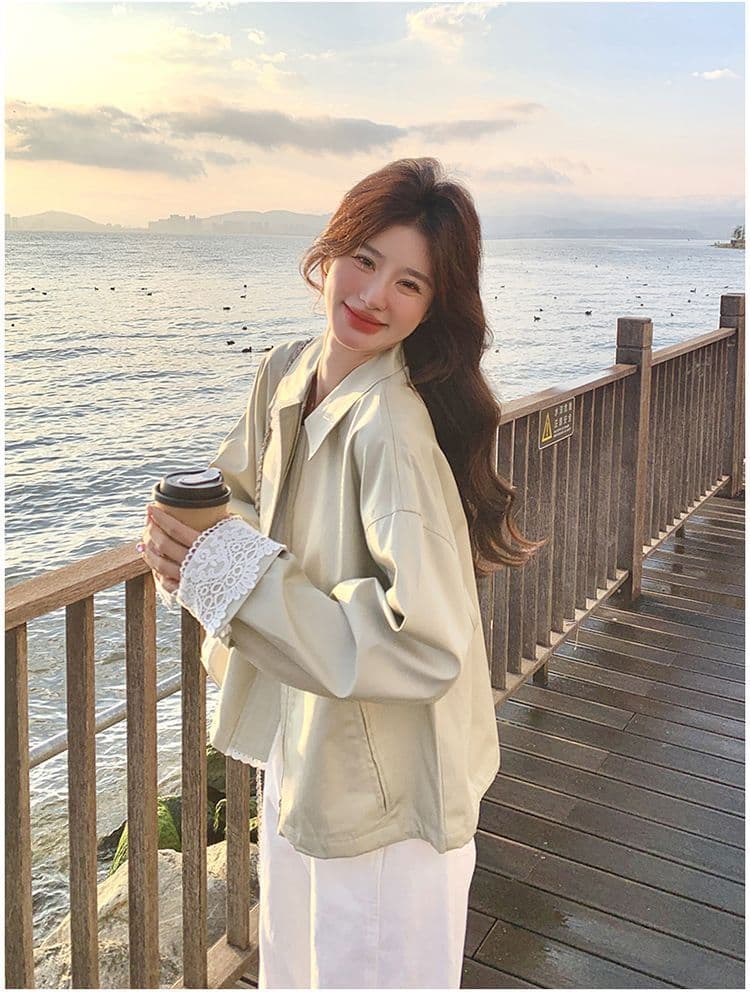 2026 레이스 조각 짧은 여성 코트 작은 키 봄 새로운 캐주얼 다용도 재킷 맨위 상세 이미지 41