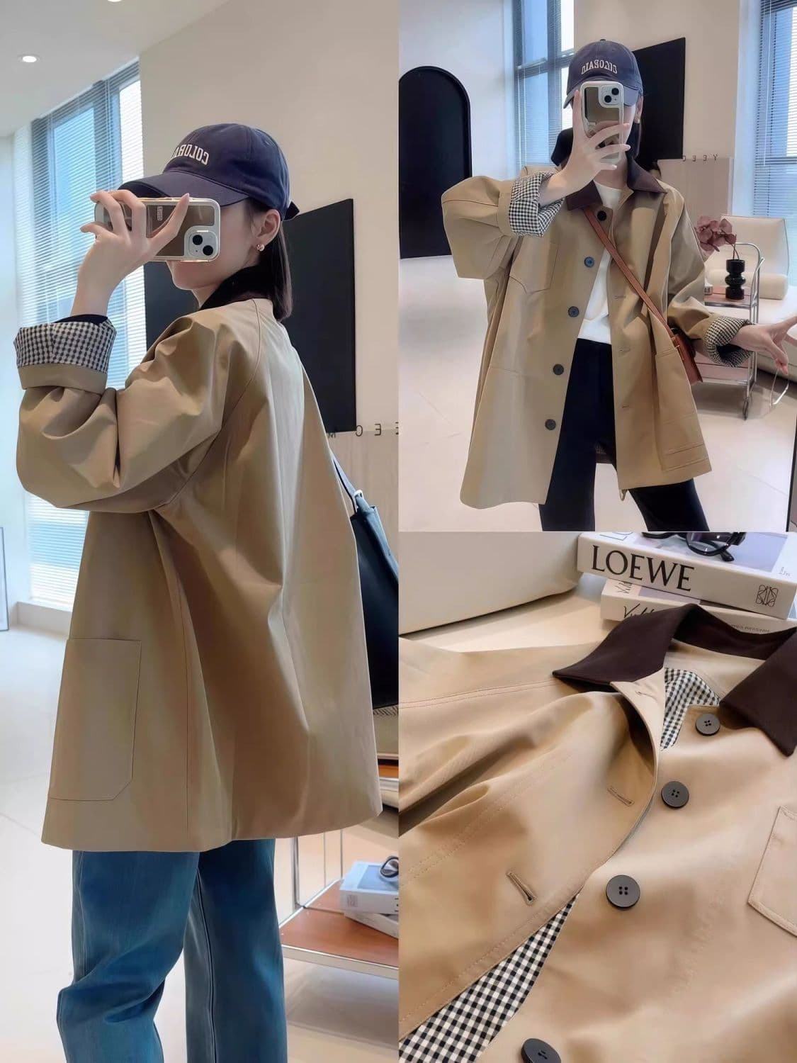 바람막이 여성 작은 키 중간 길이 캐주얼 고급 센스 배색 루즈핏 카키 색 재킷 봄 가을 상세 이미지 16