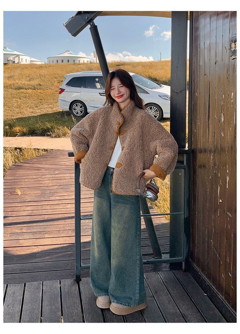 양면 착용 양털 여성 코트 가을 겨울 2025 새로운 작은 키 피모 하나 느긋한 바람 고유 한 디자인 센스 상세 이미지 6