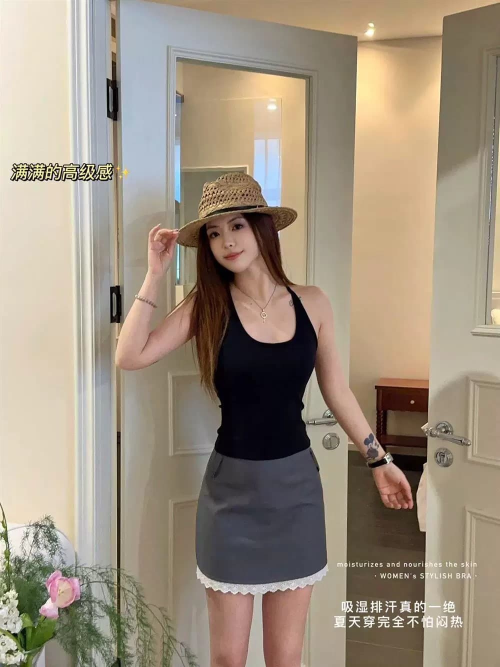 프랑스식 u 칼라 아름다움 뒤로 속옷 여성 벨트 가슴 패드 하나 컵 캐미솔 인사이드 가져 가라. 외출용 닦아내 라. 브래지어 상세 이미지 10