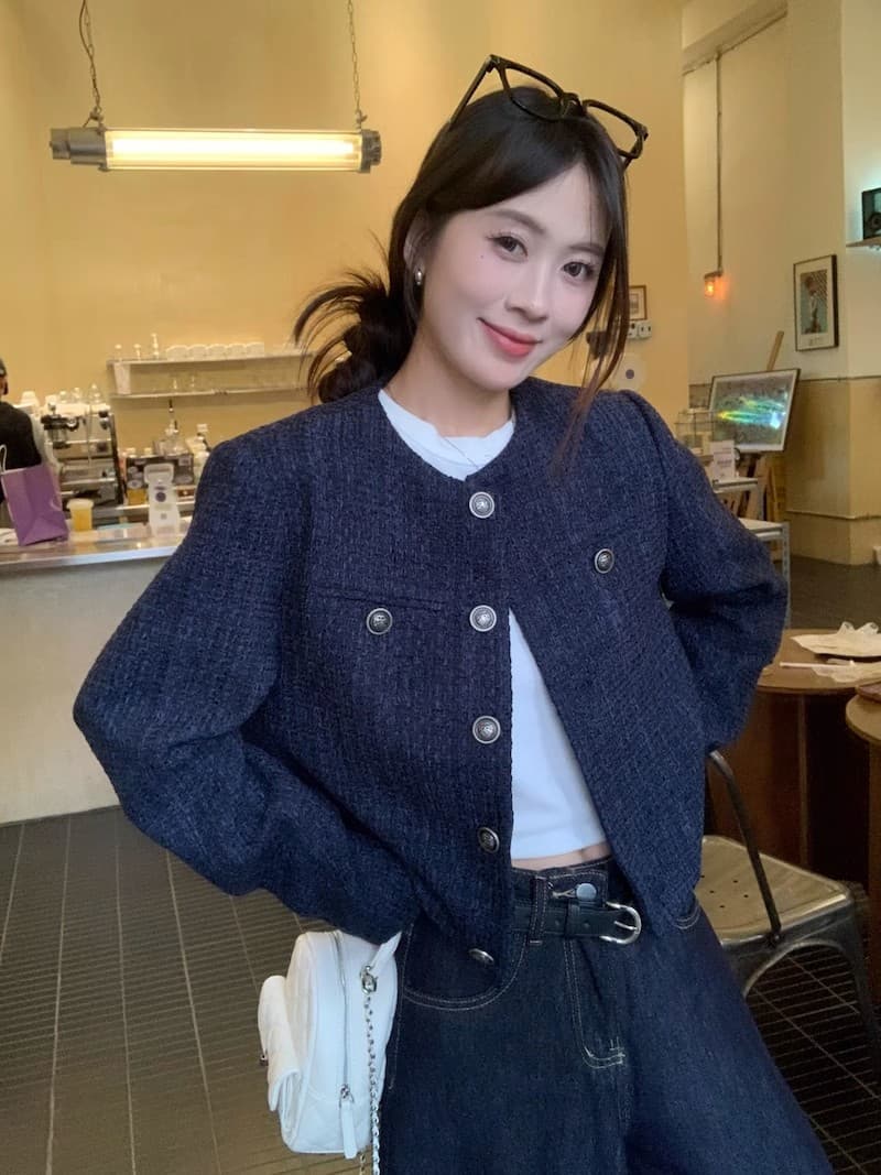 경관 그림 원본 원단 2026 이른 가을 작은 샤넬 스타일 쇼트 스타일 재킷 품격 한 부서 명문 여성 맨위 상세 이미지 9