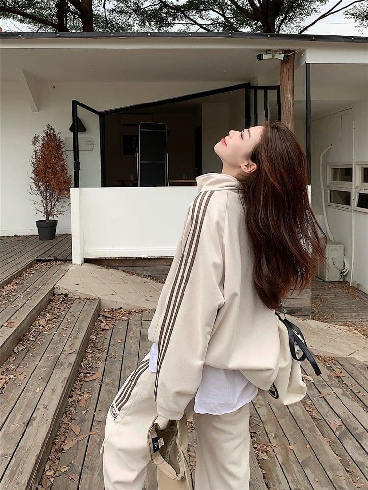 한 부서 튀김 거리 스포츠 슈트 여성 봄 가을 새로운 루즈핏 한국 스타일 패션 후드티 캐주얼 투피스 세트 러닝 서비스 상세 이미지 18