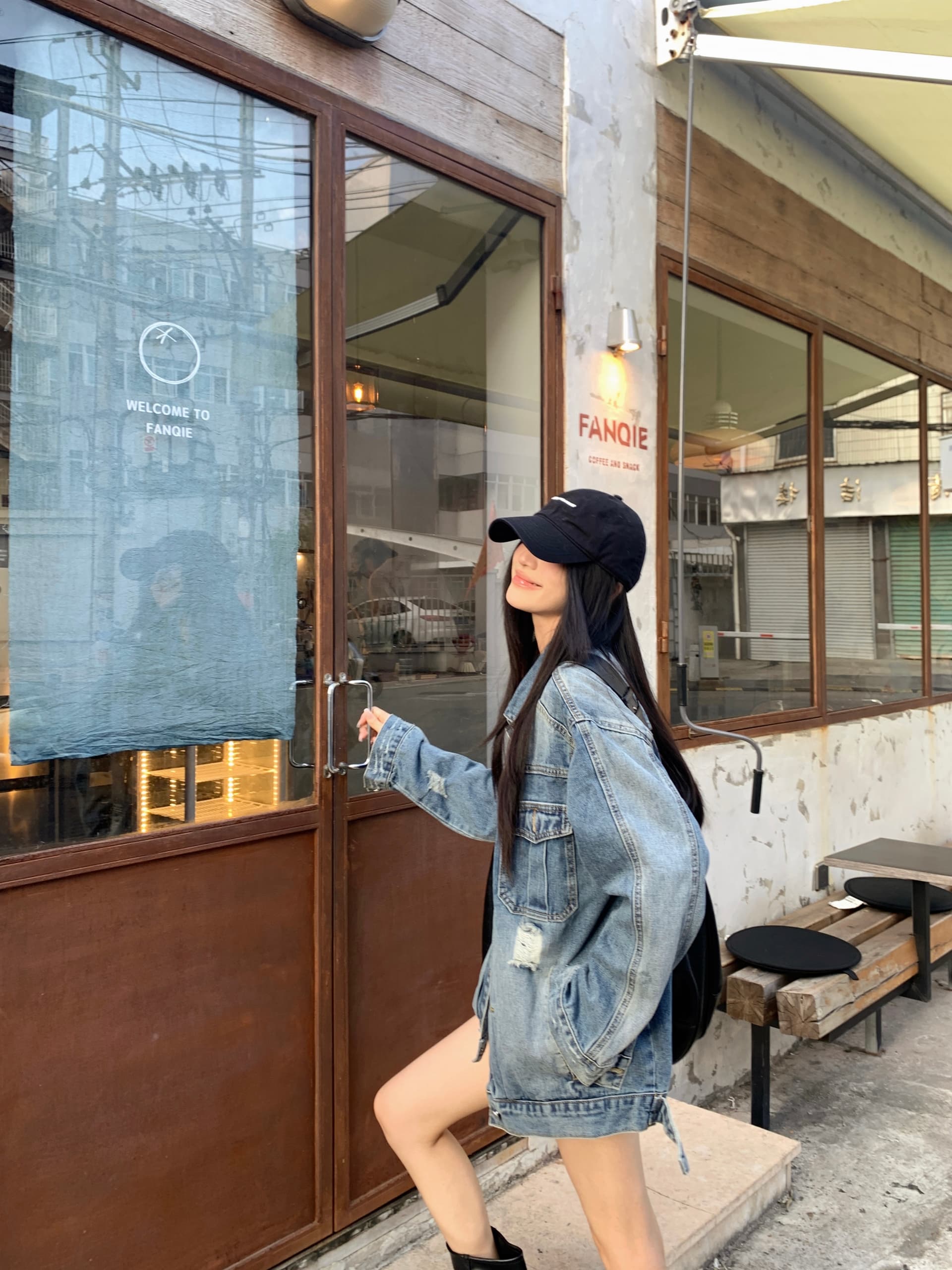 실사 단 닝 무거운 작업 공동 워싱 마 오래된 찢어진 부분 루즈핏 데님 재킷 상세 이미지 8