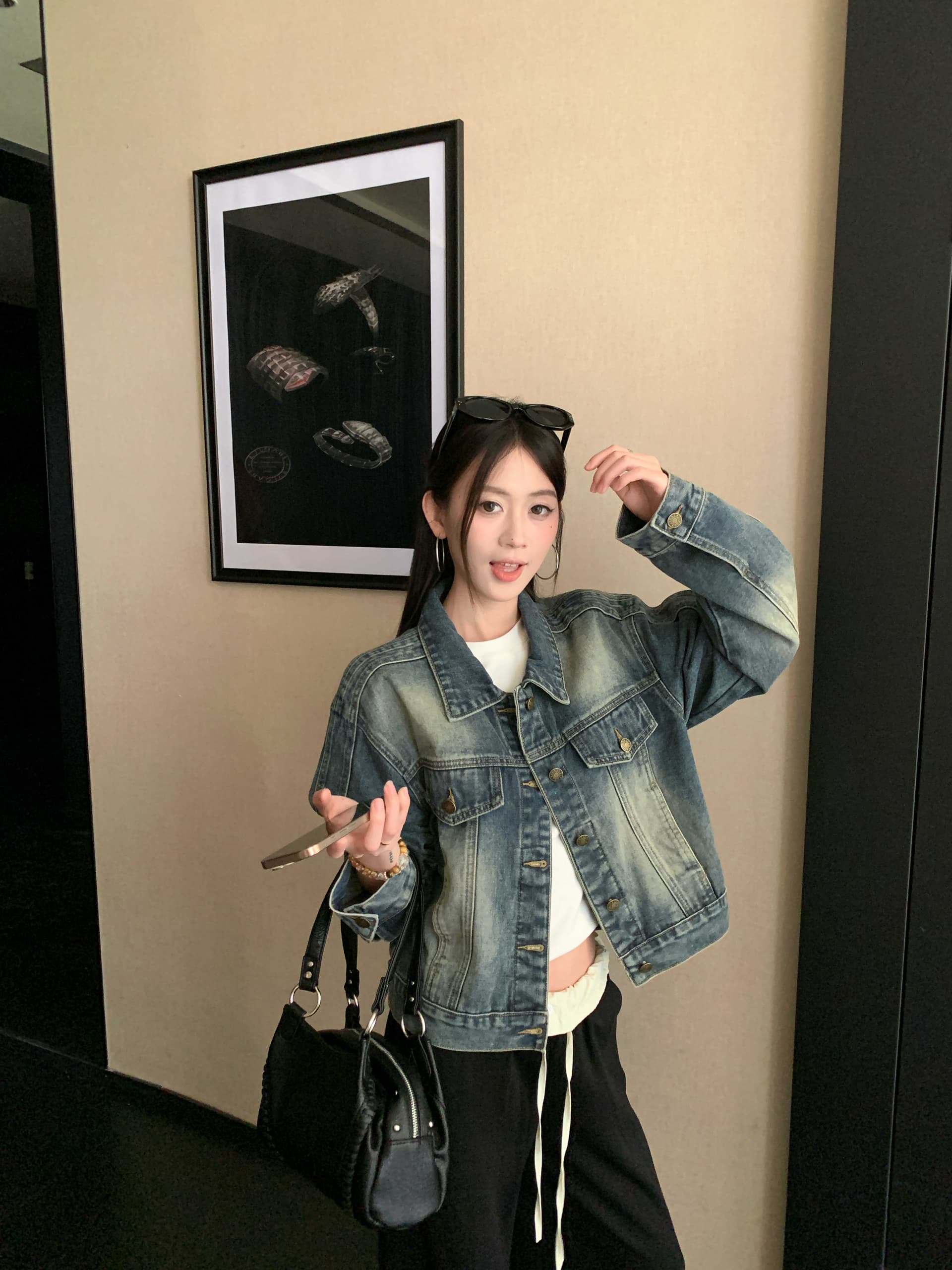 실사 봄 새로운 레트로 와 성별 공동 데님 3 차원 워싱 재킷 상세 이미지 19