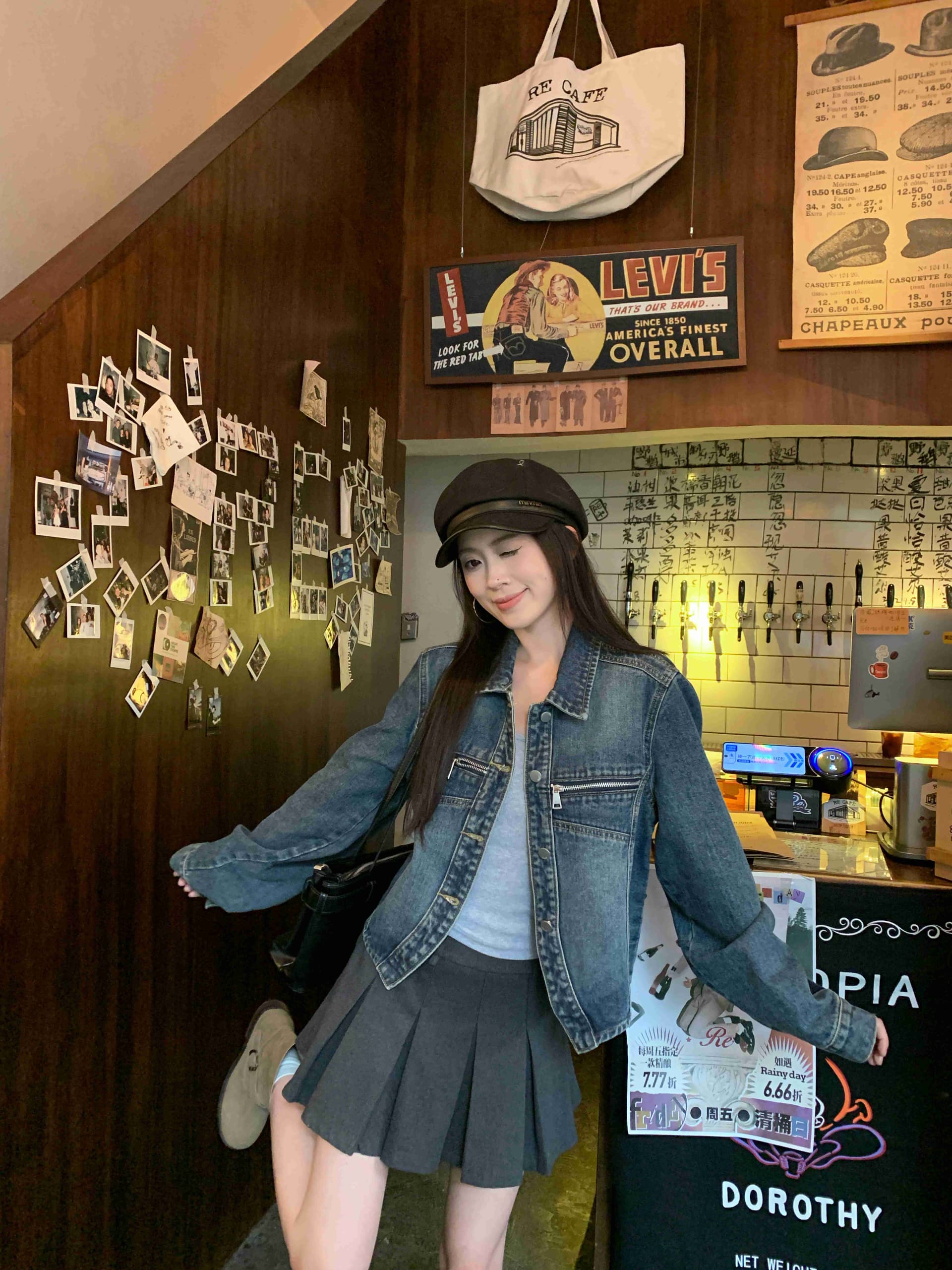 실사 한국 chic 봄 항구 바람 주머니 지퍼 워싱 데님 다용도 재킷 상세 이미지 16