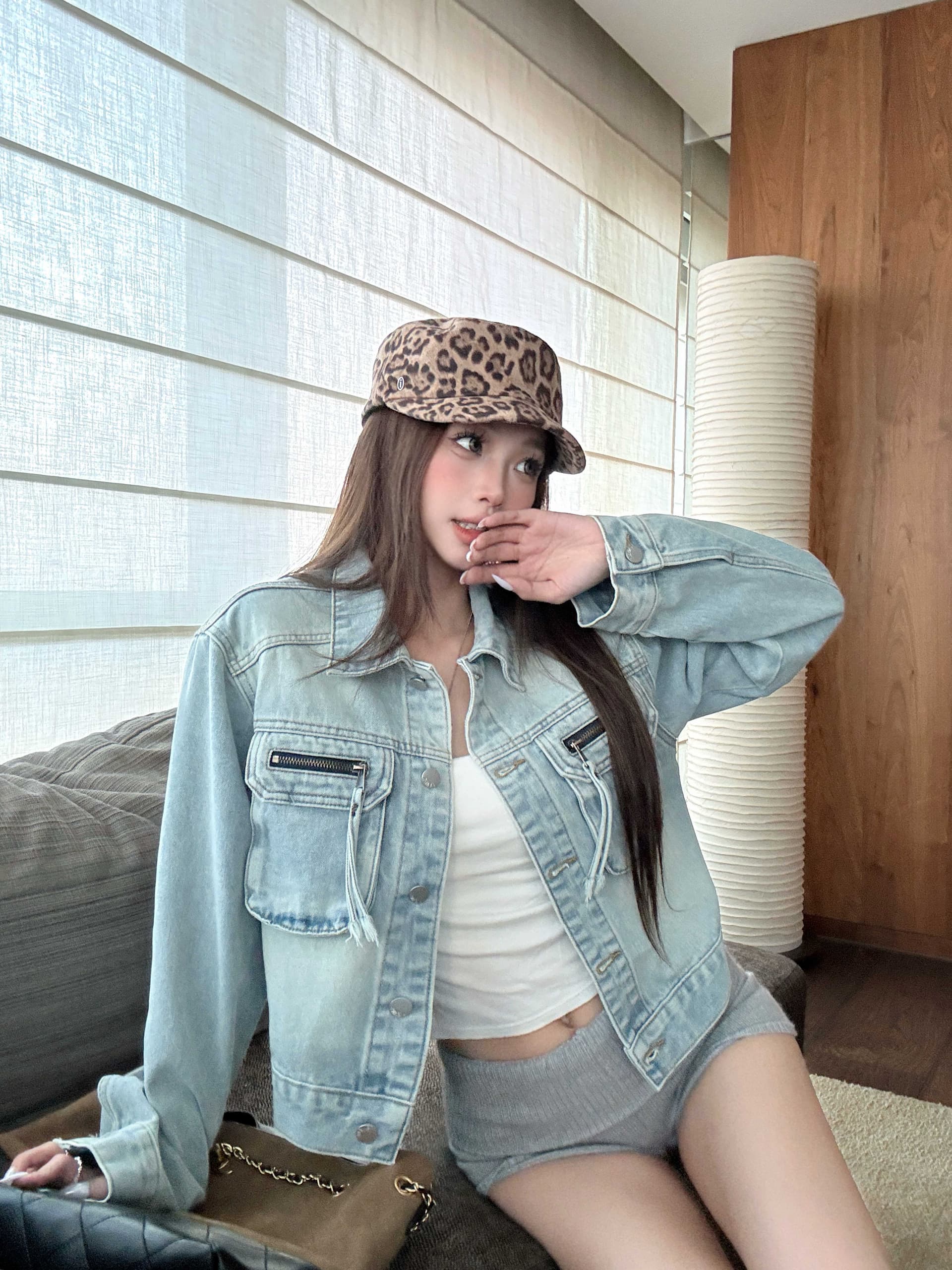 실사 워싱 블루 레트로 노스탤지어 데님 맨위 3 차원 주머니 트렌디 잘 생긴 짧은 외투