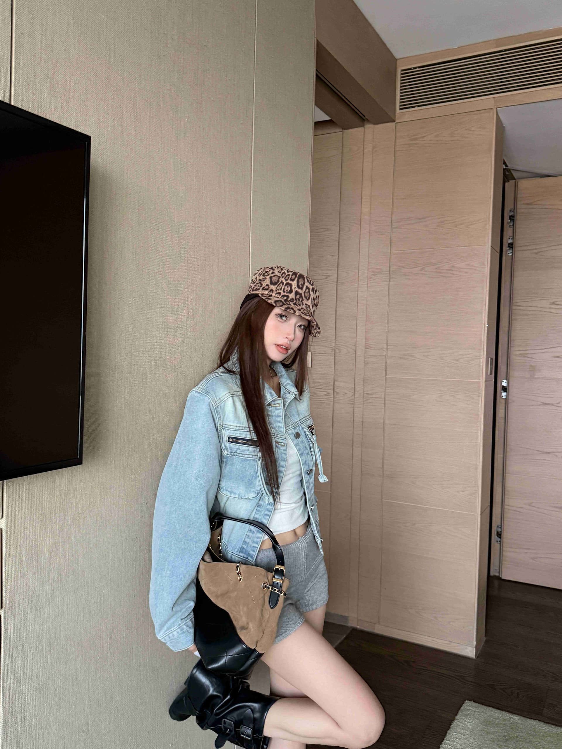 실사 워싱 블루 레트로 노스탤지어 데님 맨위 3 차원 주머니 트렌디 잘 생긴 짧은 외투 상세 이미지 5