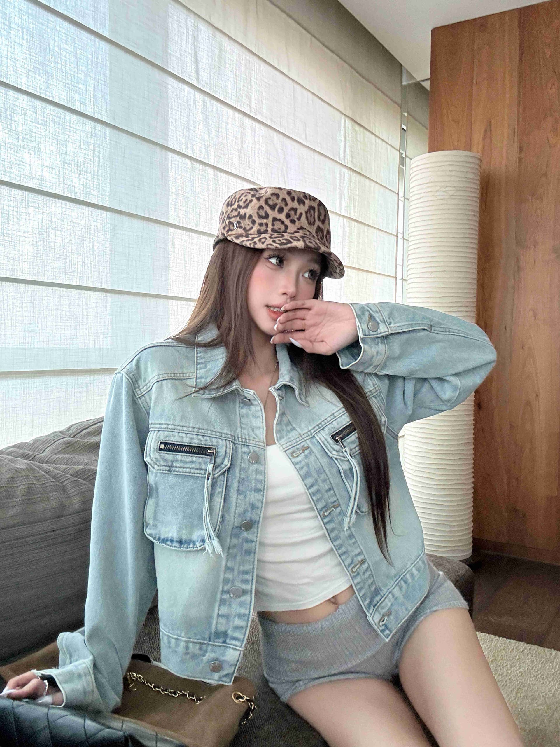 실사 워싱 블루 레트로 노스탤지어 데님 맨위 3 차원 주머니 트렌디 잘 생긴 짧은 외투 상세 이미지 7