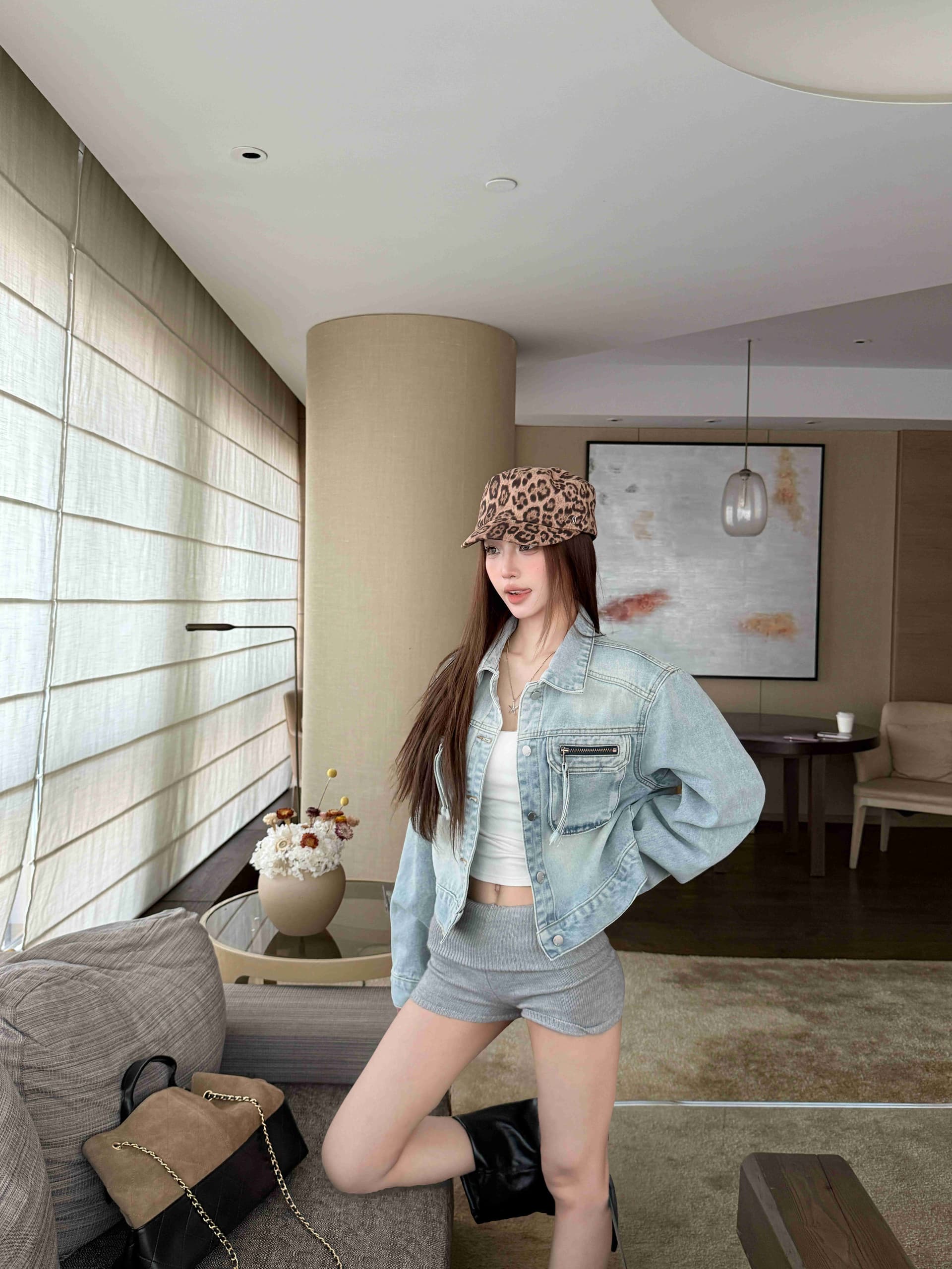 실사 워싱 블루 레트로 노스탤지어 데님 맨위 3 차원 주머니 트렌디 잘 생긴 짧은 외투 상세 이미지 8
