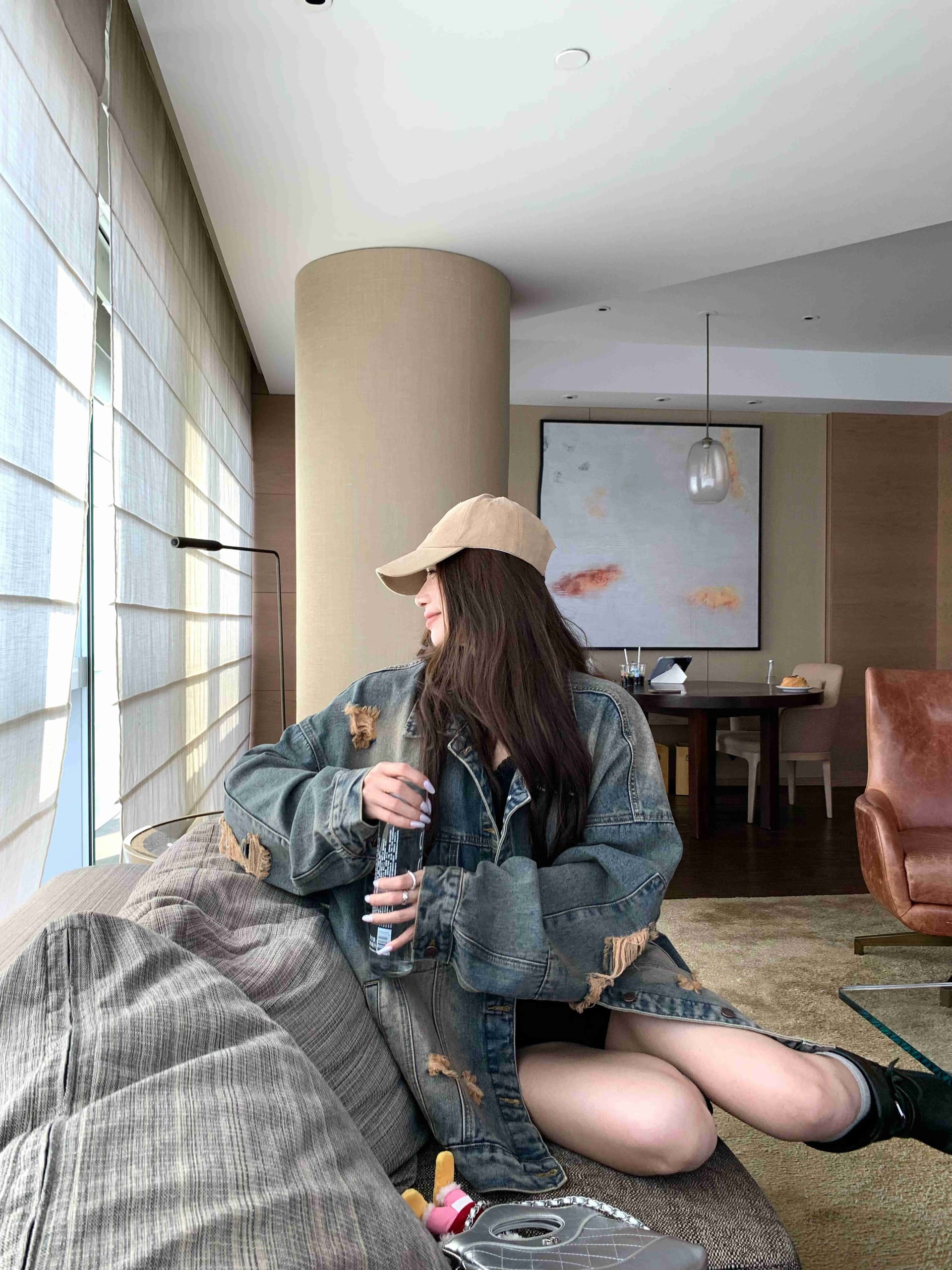 실사 아메리칸 레트로 봄 가을 루즈핏 찢어진 부분 워싱 데님 남자 친구 바람 커플 섹션 데님 재킷 상세 이미지 12