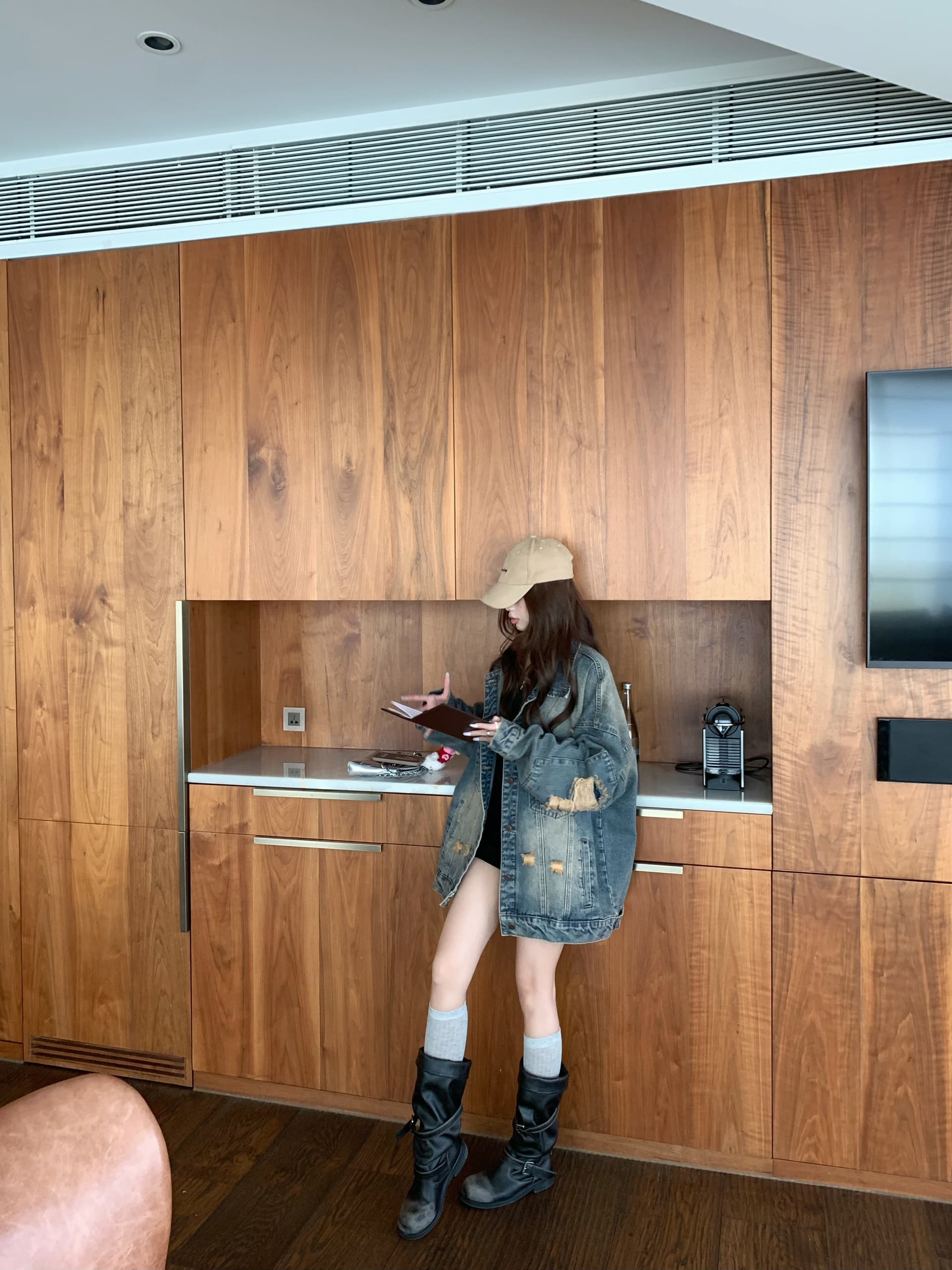 실사 아메리칸 레트로 봄 가을 루즈핏 찢어진 부분 워싱 데님 남자 친구 바람 커플 섹션 데님 재킷 상세 이미지 20
