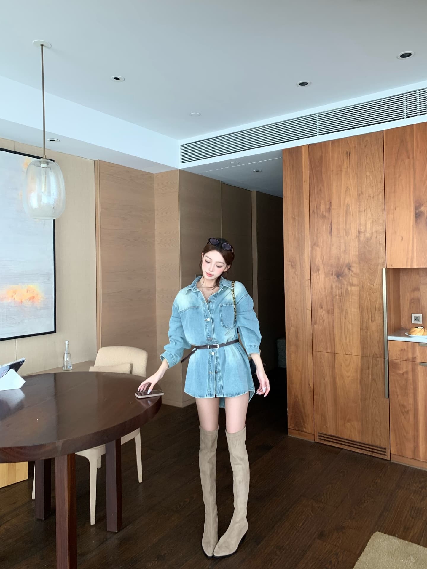 실사 레트로 워싱 루즈핏 셔츠 드레스 디자인 센스 데님 맨위 상세 이미지 13
