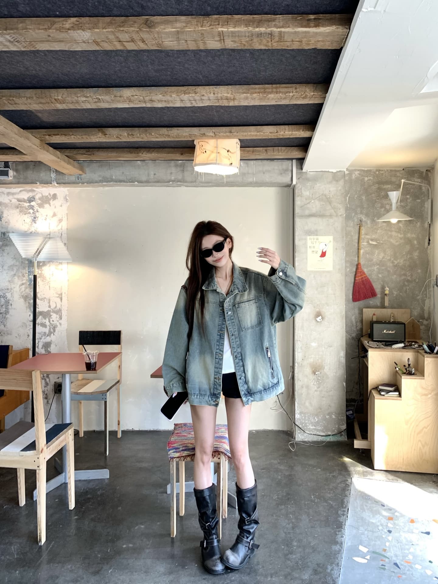 실사 레트로 아메리칸 지퍼 노스탤지어 루즈핏 데님 재킷 상세 이미지 12