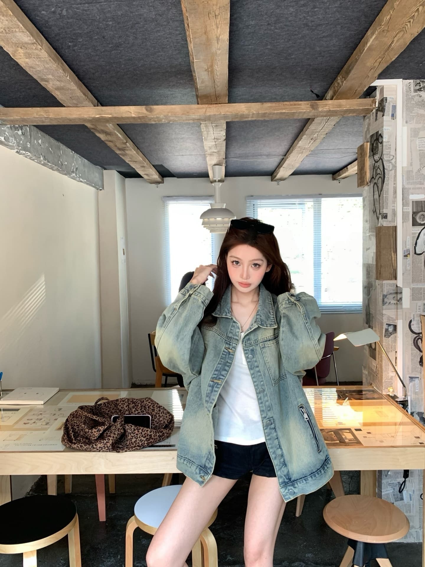 실사 레트로 아메리칸 지퍼 노스탤지어 루즈핏 데님 재킷 이미지 4