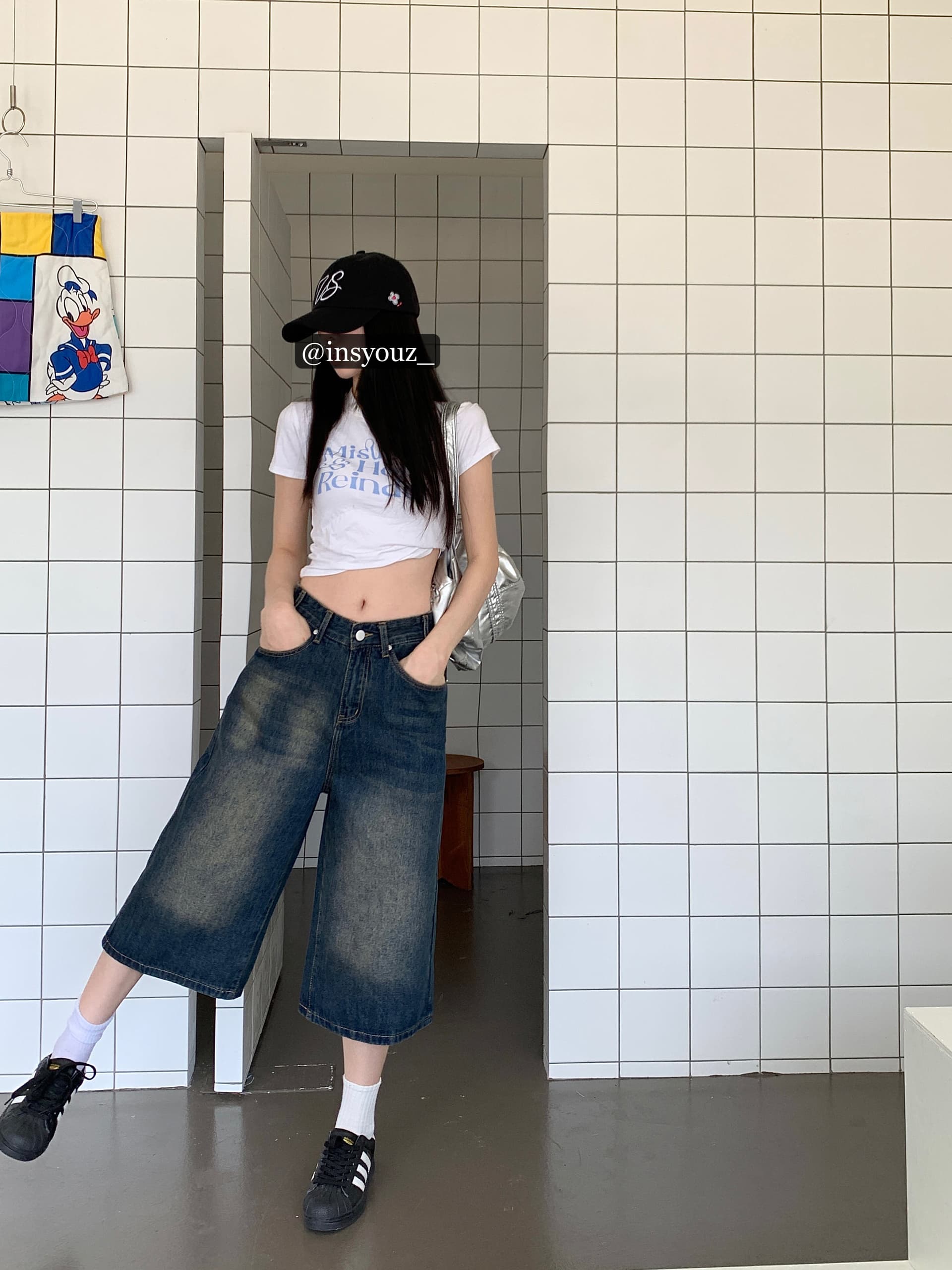 레트로 워싱 마 오래된 7 점 청바지 여성 여름 루즈핏 넓은 다리가 짧다. 바지 도루 센스 스트레이트 바지 상세 이미지 14