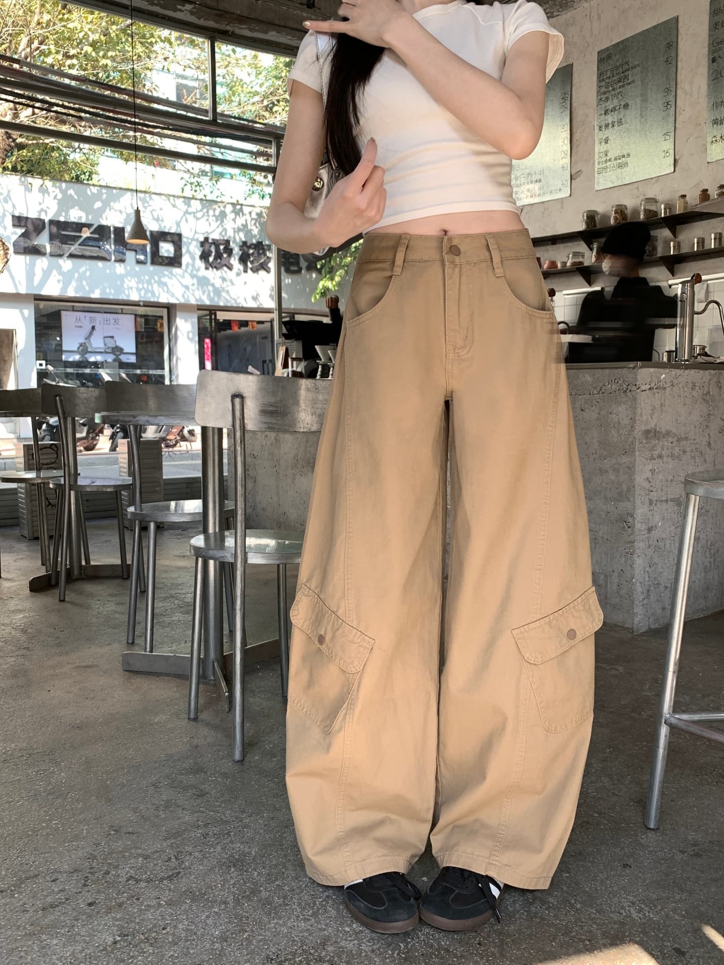 열세 개 품질 아메리칸 캐주얼 넓은 다리 스트레이트 데님 워크웨어 팬츠 상세 이미지 19