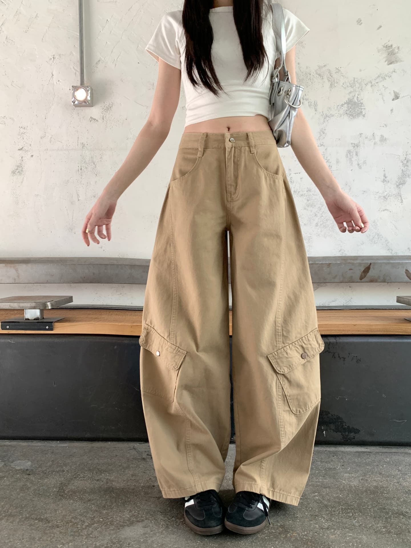 열세 개 품질 아메리칸 캐주얼 넓은 다리 스트레이트 데님 워크웨어 팬츠 상세 이미지 25