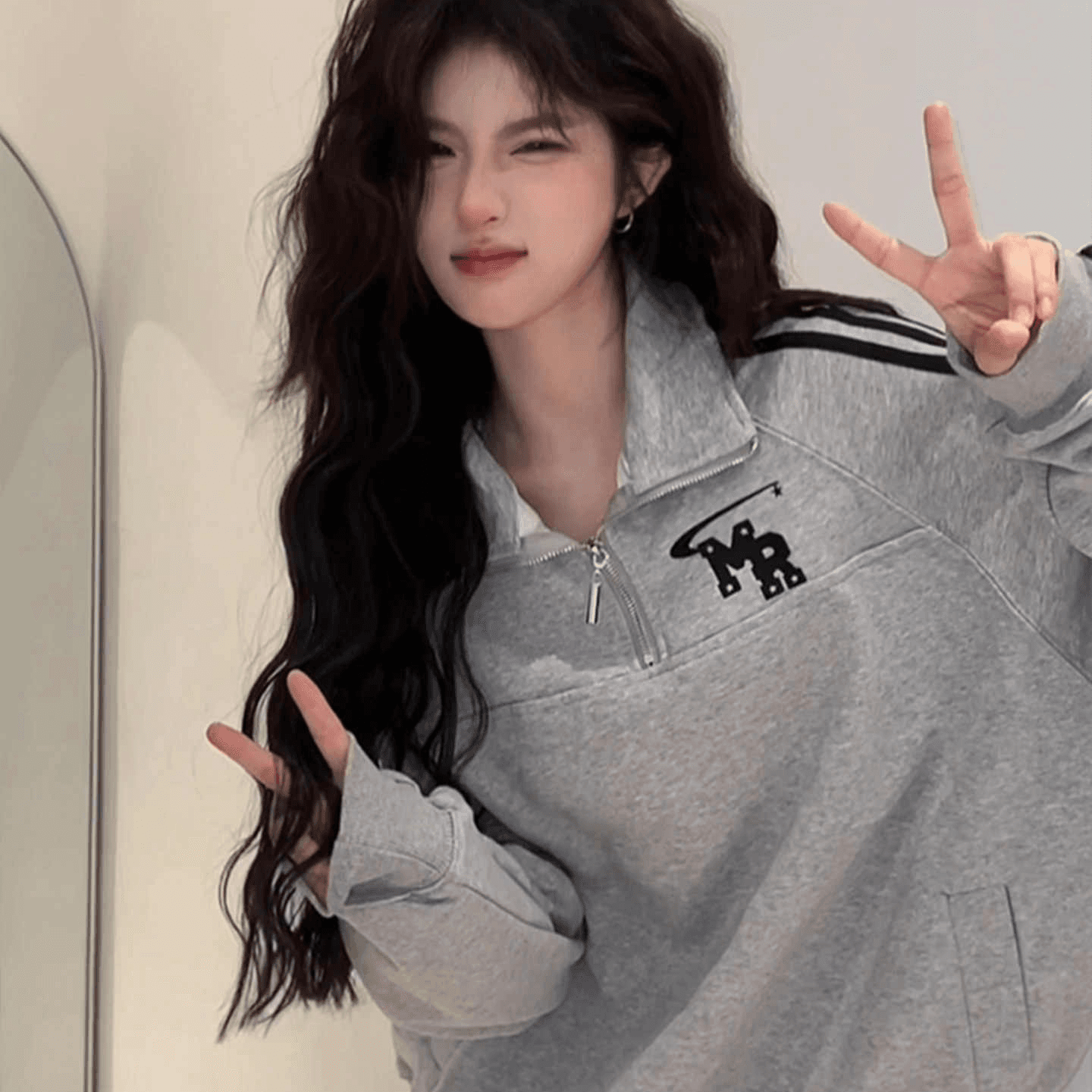 아메리칸 패션 튀김 거리 운동복 세트 여성 봄 가을 루즈핏 슬림해 보이는 한국 스타일 학생 후드티 캐주얼 투피스 세트 트렌디 이미지 4