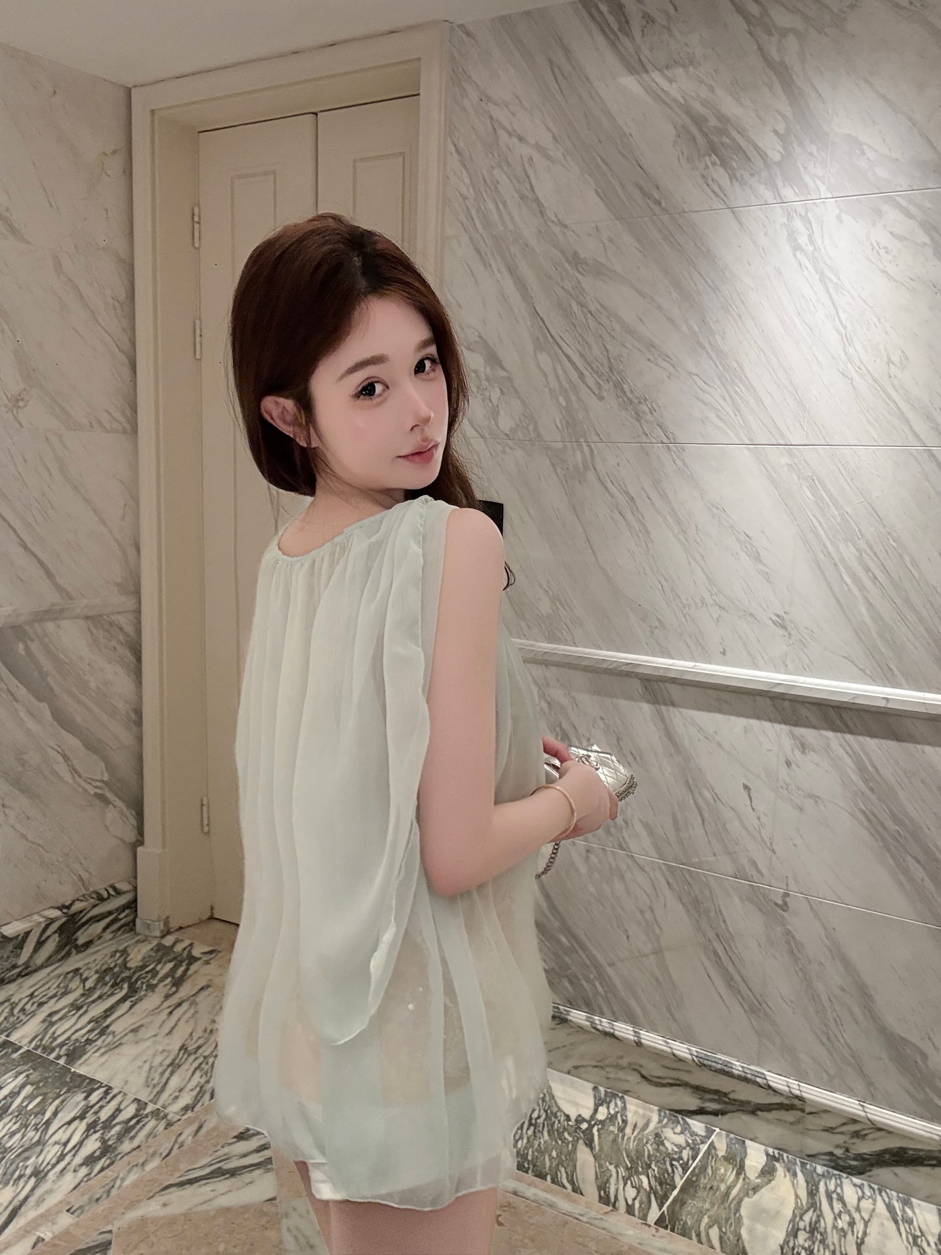 실사 정가 프랑스식 순수한 욕망 바람 품격 민소매 맨위 달콤함 레이스 안감 패치워크 리본 칼라 쉬폰 블라우스 상세 이미지 5