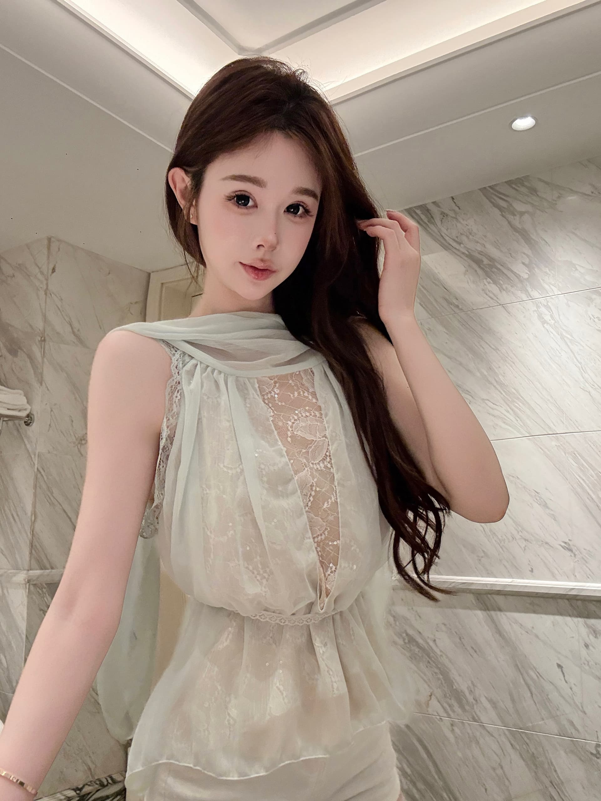 실사 정가 프랑스식 순수한 욕망 바람 품격 민소매 맨위 달콤함 레이스 안감 패치워크 리본 칼라 쉬폰 블라우스 상세 이미지 20