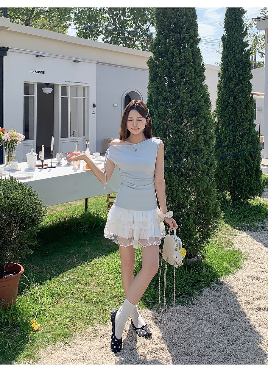 한 부서 불규칙 흔들다 칼라 만나는 조끼 여성 2026 여름 새로운 주름 허리 수축 슬림해 보이는 다용도 민소매 맨위 상세 이미지 7