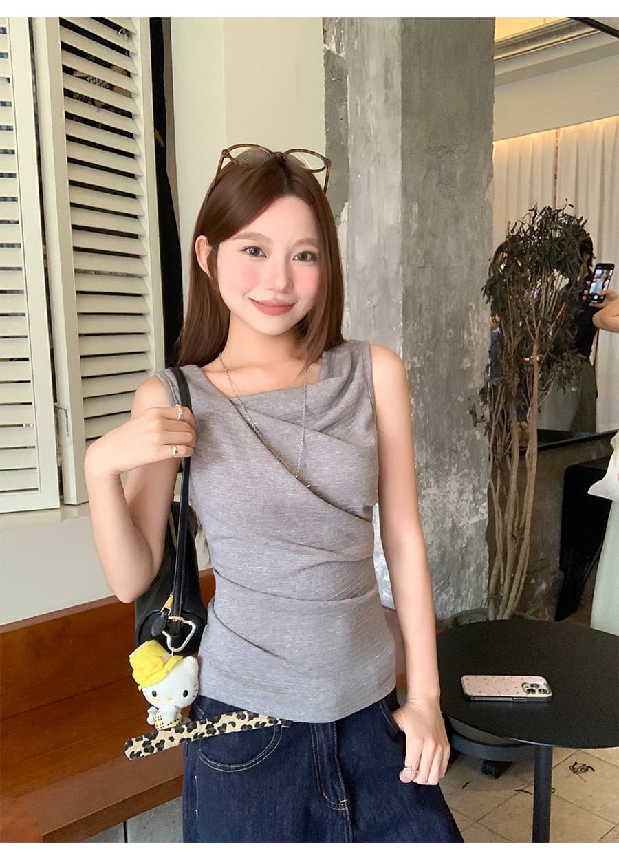 한 부서 흔들다 칼라 구덩이 기사 캐미솔 여름 새로운 몸매 가꾸기 슬림해 보이는 순수한 욕망 바람 핫걸 인사이드 가져 가라. 외출용 맨위 상세 이미지 3