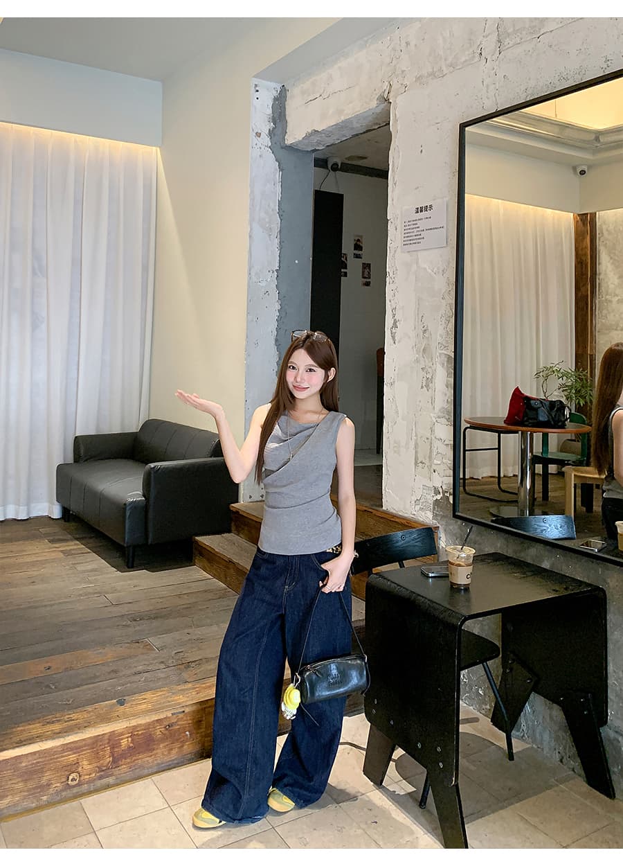한 부서 흔들다 칼라 구덩이 기사 캐미솔 여름 새로운 몸매 가꾸기 슬림해 보이는 순수한 욕망 바람 핫걸 인사이드 가져 가라. 외출용 맨위 상세 이미지 7