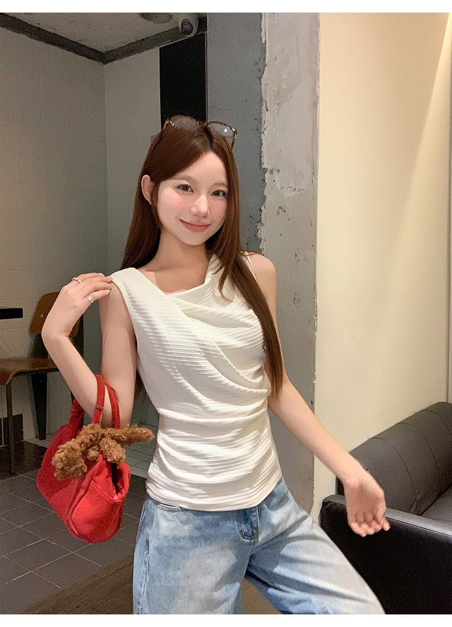 한 부서 흔들다 칼라 구덩이 기사 캐미솔 여름 새로운 몸매 가꾸기 슬림해 보이는 순수한 욕망 바람 핫걸 인사이드 가져 가라. 외출용 맨위 상세 이미지 8