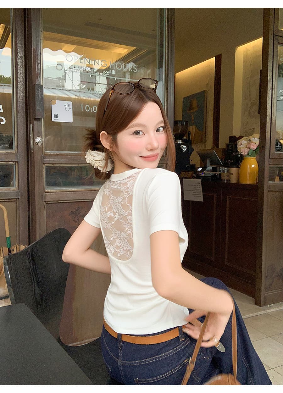한 부서 레이스 v 넥타이 가슴 패드 반팔 티셔츠 여성 여름 새로운 몸매 가꾸기 슬림해 보이는 펌프 Pleat 다용도 품격 맨위 상세 이미지 20