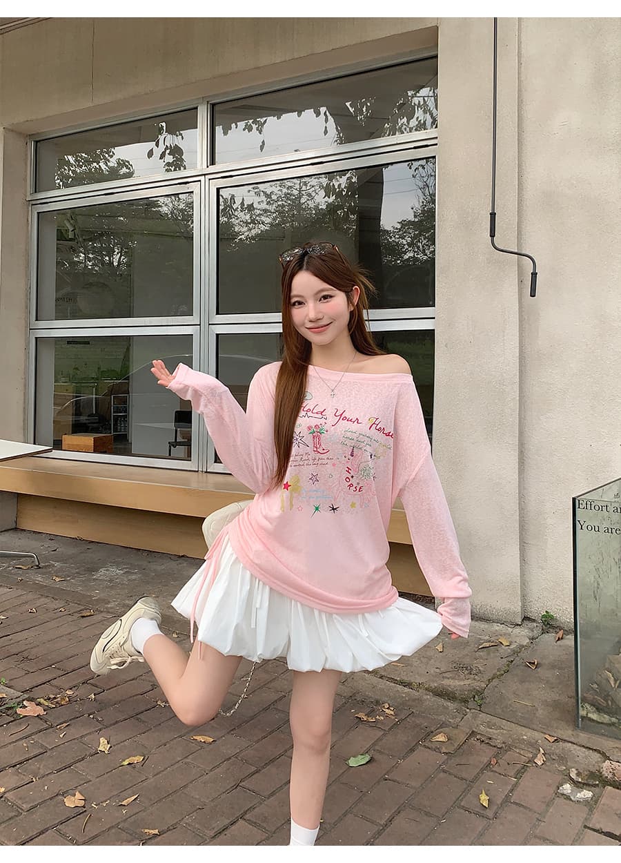 순수한 욕망 바람 측면 펌프 로프 자외선 차단 블라우스 여성 여름 새로운 디자인 낙서 프린트 통기성 슬림해 보이는 얇은 스타일 맨위 상세 이미지 11