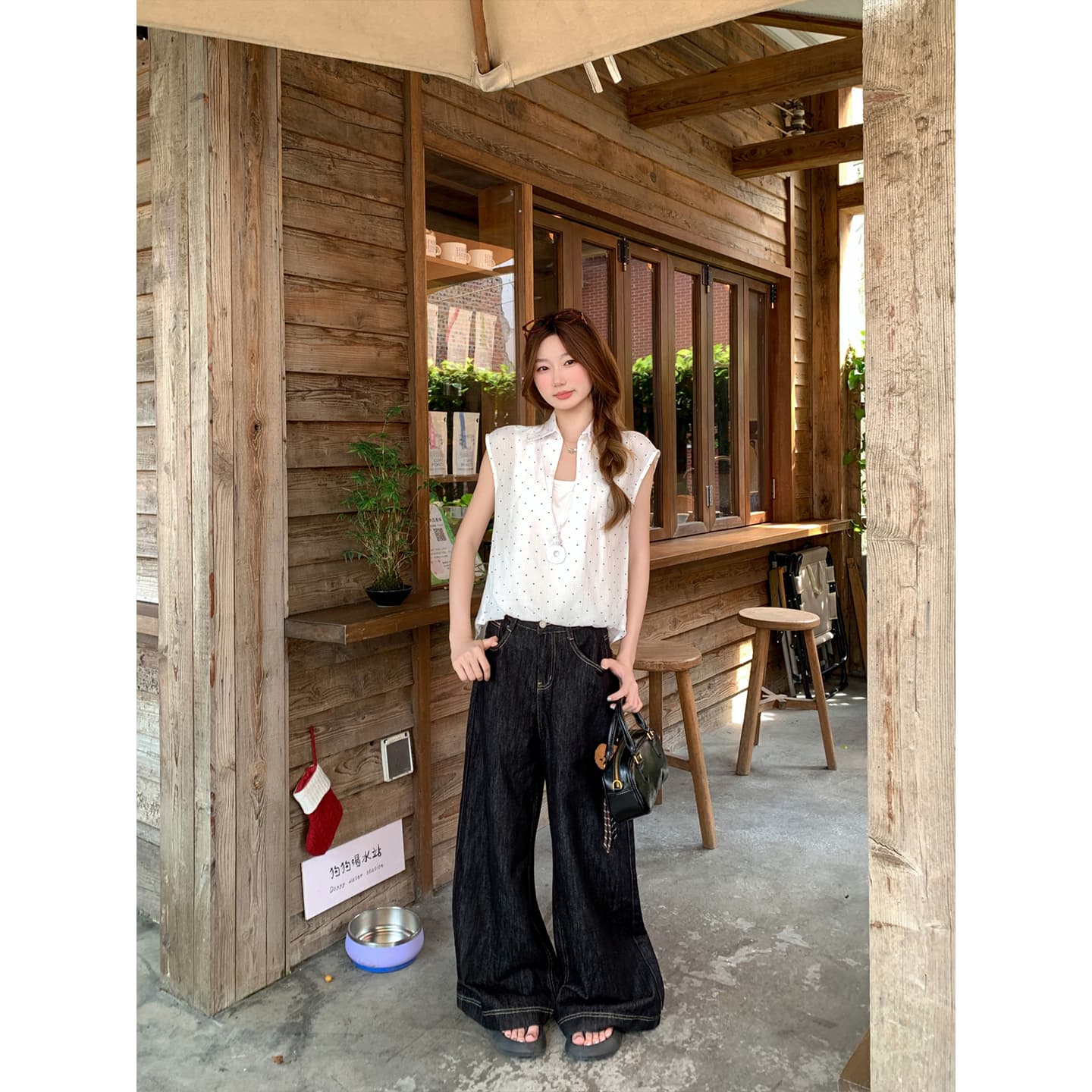 순수한 욕망 바람 도트 무늬 페이크 레이어드 반팔 여성 셔츠 여름 새로운 루즈핏 슬림해 보이는 디자인 센스 핫걸 바람 연령 감소 맨위 이미지 3