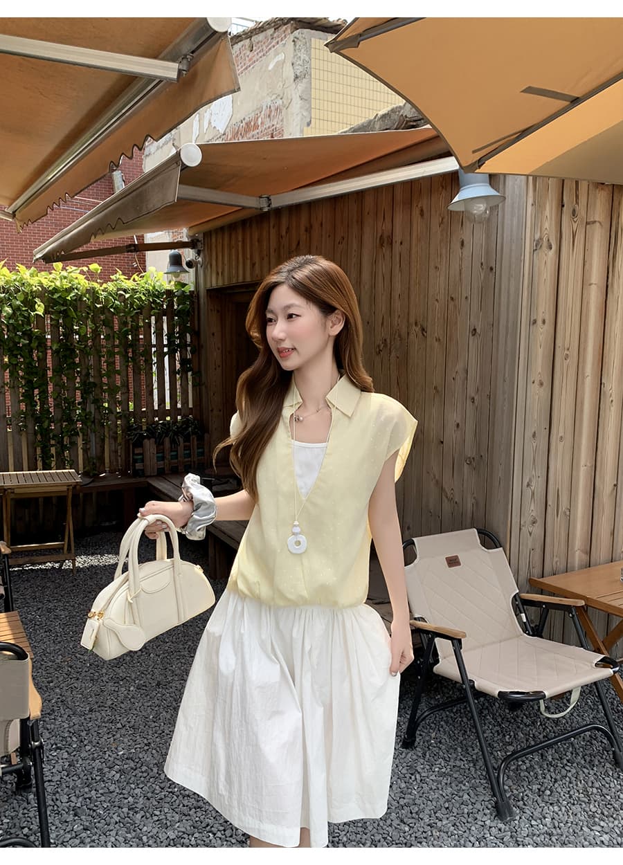 순수한 욕망 바람 도트 무늬 페이크 레이어드 반팔 여성 셔츠 여름 새로운 루즈핏 슬림해 보이는 디자인 센스 핫걸 바람 연령 감소 맨위 상세 이미지 8