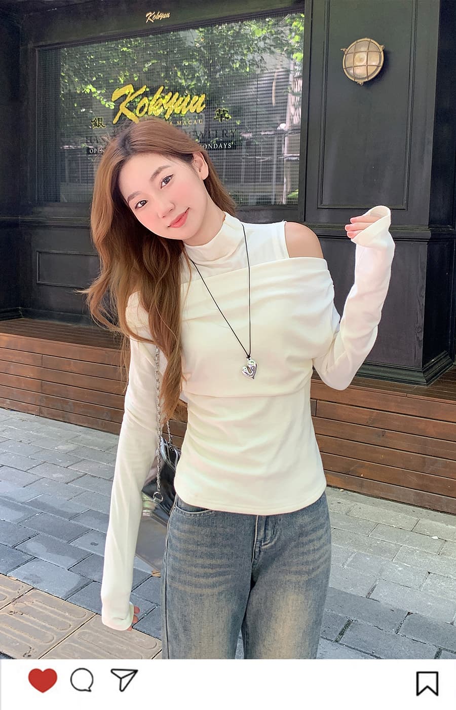 반하이넥 페이크 레이어드 긴팔 티셔츠 여성 2026 가을 새로운 순수한 욕망 바람 몸매 가꾸기 슬림해 보이는 기본 셔츠 짧은 맨위 상세 이미지 1