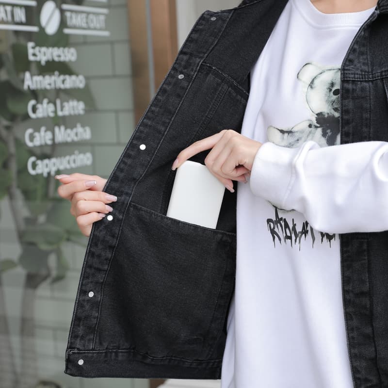 실사 데님 민소매 빅 사이즈 데님 여성 코트 루즈핏 다용도 데님 베스트 빅 포켓 조끼 어깨 트렌디 이미지 3